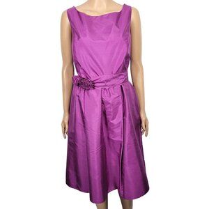 NWT Ann Taylor Women's Celebrations Silk Dupioni Purple Belted Dress Size 14